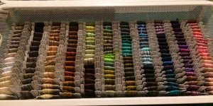 tray of embriodery floss bobbins