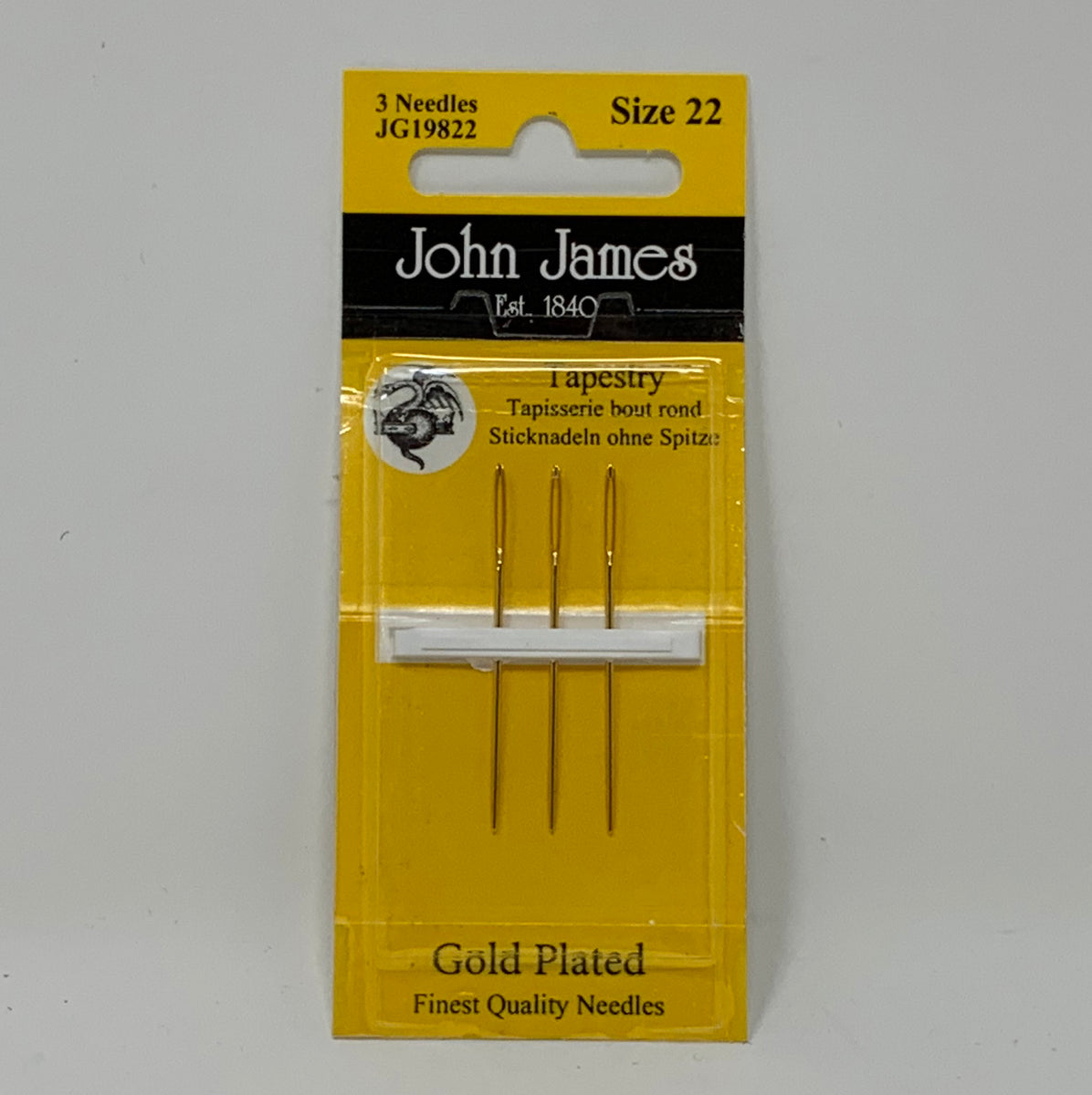 Gold Plated Tapestry Needles by Permin Tube of 20 Needles Sizes 22/24/26/28  Cross Stitch Needles, Embroidery Needles, Needlepoint Needle 