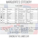 a list of the Weeks Dye Works floss needed to complete the Dancing in the Lamb's Ear cross stitch chart